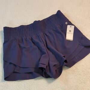 Apana Women's High Waiste Navy Layered Ruffle Short With Built In